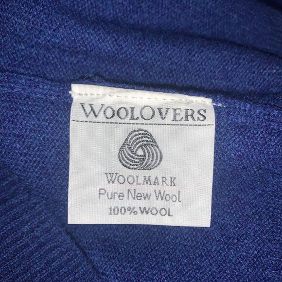 WoolOvers Sweater Vest Mens 100% Pure New Wool Knit Tank Sleeveless Blue Medium - Picture 8 of 8
